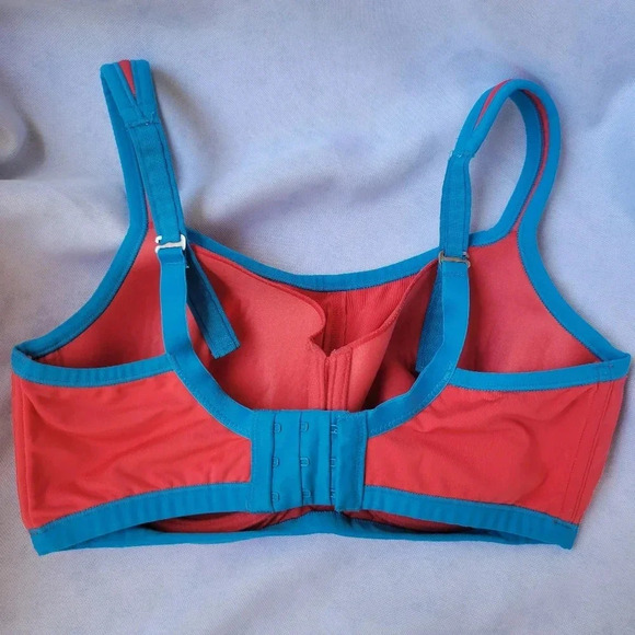 Natori Yogi High-Impact Underwire Sports Bra Molded Cups Adjustable 34D Red/Blue - Picture 4 of 10